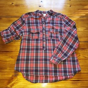 Sundance plaid flannel popover top
